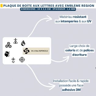 Plaque boite aux lettres format Decayeux CROIX OCCITANE (100x25mm) noire lettres blanches - 1 ligne