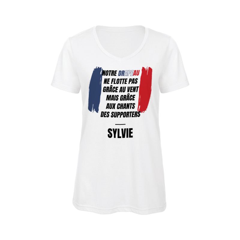 Customizable women's V-neck T-shirt | French Flag Colors Customizable women's V-neck T-shirt | French Flag Colors