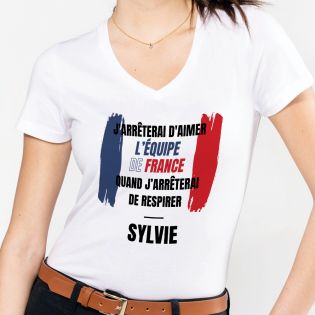 Customizable women's V-neck T-shirt | Supporter accessory France