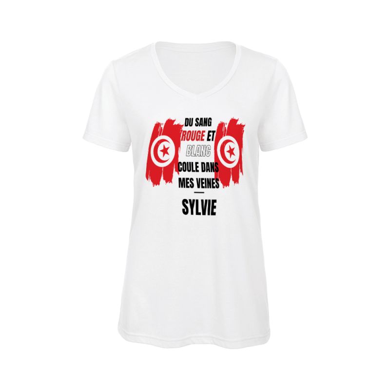 Customizable women's V-neck T-shirt | Tunisia Customizable women's V-neck T-shirt | Tunisia