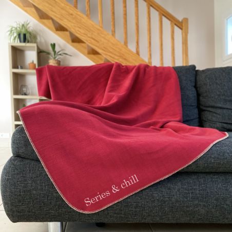 Grand plaid à broder | Rouge