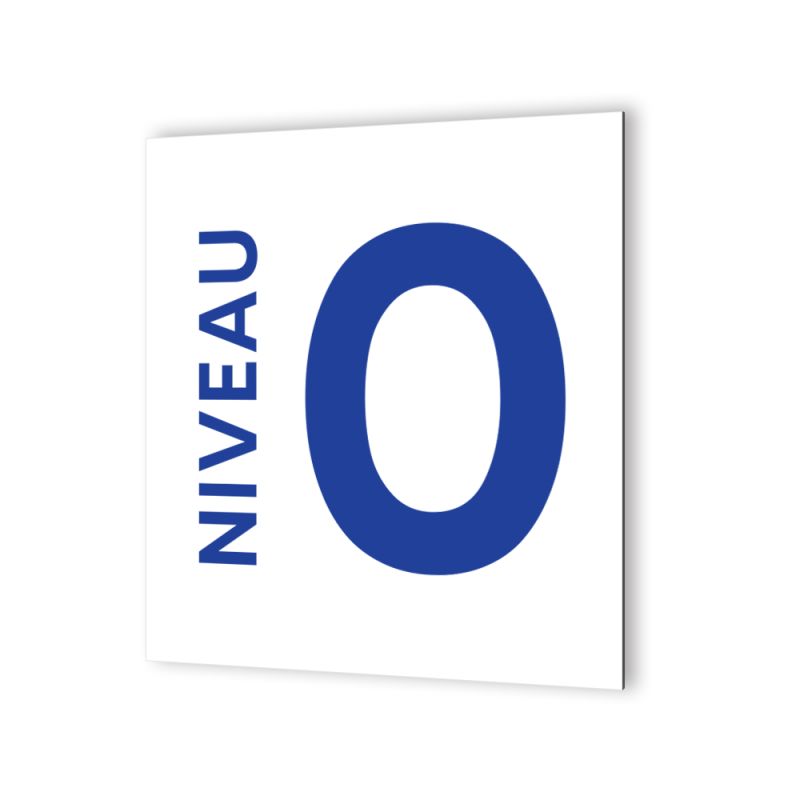 Panneau numéro d'étage pour Immeuble, Entreprise · 20 x 20 cm · Dibond Blanc Picto Bleu