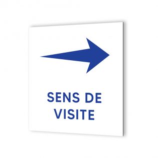 Pictogramme panneau flèche directionnelle format 20 x 20 cm en dibond blanc Picto Bleu · Modèle Accueil Sharp Droite