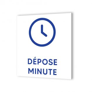 Pictogramme panneau signalétique format 20 cm x 20 cm en Dibond Blanc Picto Bleu - Modèle Dépose Minute