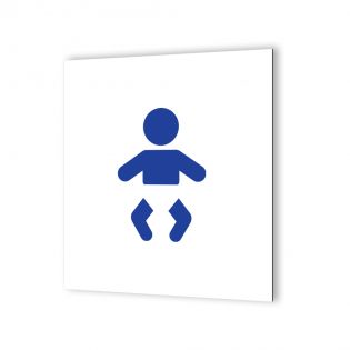 Pictogramme panneau signalétique format 20 cm x 20 cm en Dibond Blanc Picto Bleu - Modèle Change Bébé