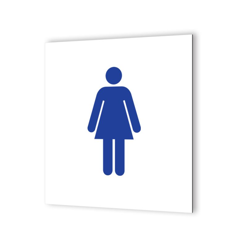 Pictogramme panneau signalétique format 20 cm x 20 cm en Dibond Blanc Picto Bleu - Modèle Toilettes Femmes