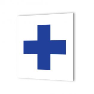 Pictogramme panneau signalétique format 20 cm x 20 cm en Dibond Blanc Picto Bleu - Modèle Premiers Secours