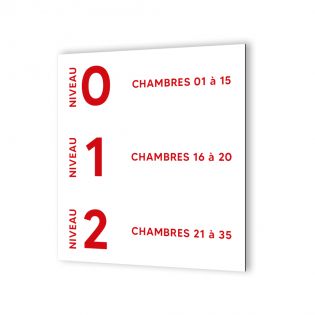 Panneau signalétique en dibond blanc Picto Noir · Numéros de chambres pour Hôtels, Résidences à personnaliser