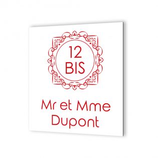 Numéro de maison extérieur personnalisable sur 2 lignes en Dibond Blanc Picto Noir · Numéro de rue modèle oriental