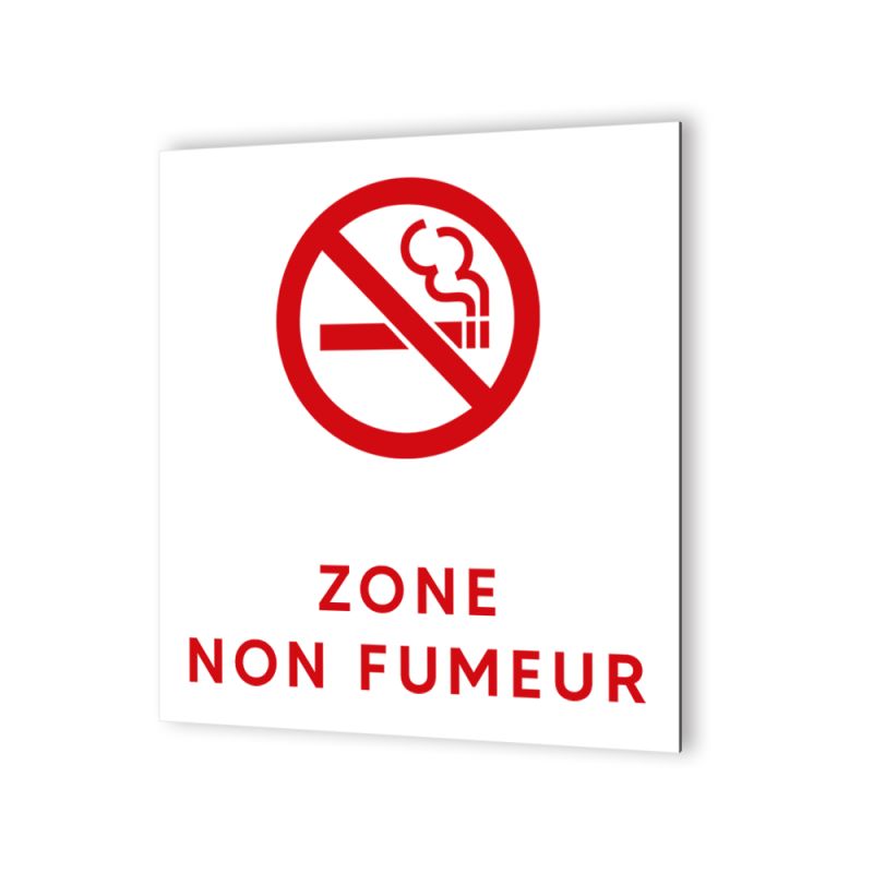 Pictogramme panneau signalétique format 20 cm x 20 cm en Dibond Blanc Picto Noir - Modèle Zone Non Fumeur