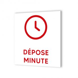 Pictogramme panneau signalétique format 20 cm x 20 cm en Dibond Blanc Picto Noir - Modèle Dépose Minute