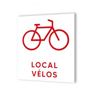 Pictogramme panneau signalétique format 20 cm x 20 cm en Dibond Blanc Picto Noir - Modèle Local Vélo