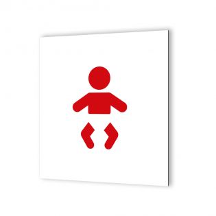 Pictogramme panneau signalétique format 20 cm x 20 cm en Dibond Blanc Picto Noir - Modèle Change Bébé