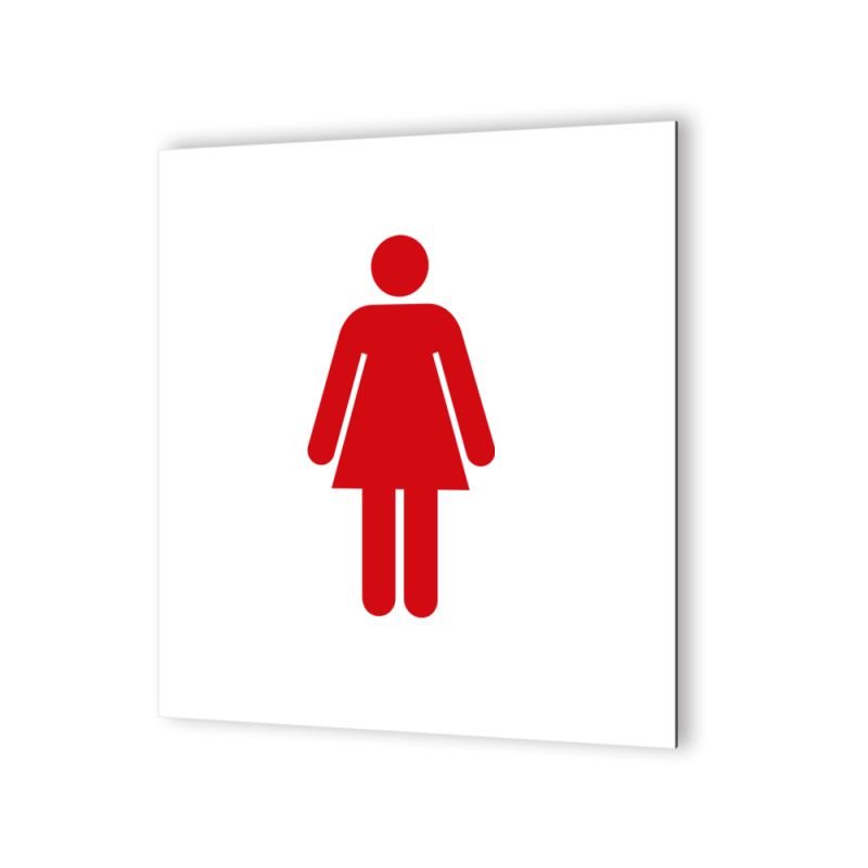 Pictogramme panneau signalétique format 20 cm x 20 cm en Dibond Blanc Picto Noir - Modèle Toilettes Femmes