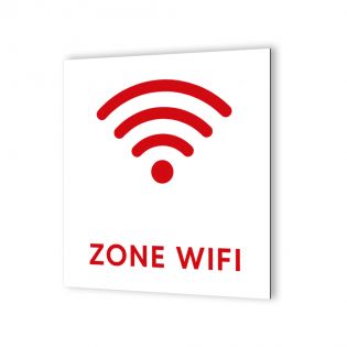 Pictogramme panneau signalétique format 20 cm x 20 cm en Dibond Blanc Picto Noir - Modèle Ondes -Zone Wifi