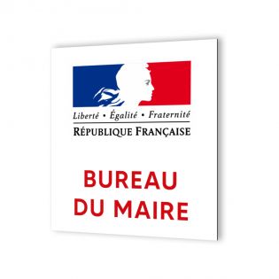 Pictogramme panneau signalétique pour mairieformat 20 cm x 20 cm en Dibond Blanc Picto Noir - Modèle Bureau du Maire