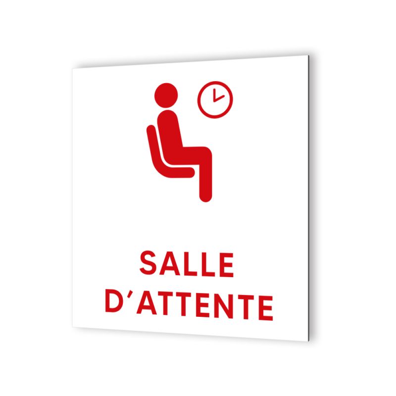 Pictogramme panneau signalétiqueformat 20 cm x 20 cm en Dibond Blanc Picto Noir - Modèle Salle d'Attente