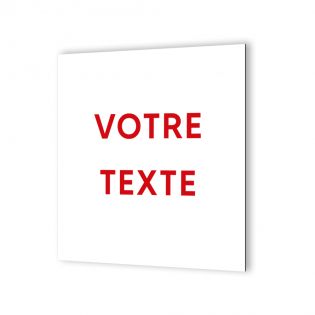 Panneau signalétique personnalisable avec votre texte 1 ou 2 lignes - Format 20 cm x 20 cm en Dibond Aluminium brossé