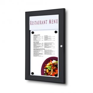 Porte-menu mural 1 x A4 noir avec bandeau led