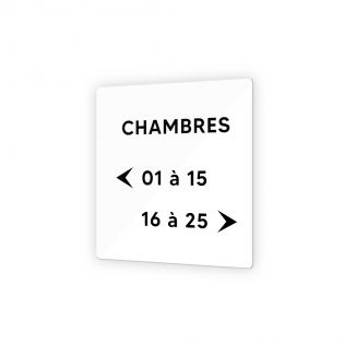 Panneau signalétique en Plexi Picto Noir · indication chambres à personnaliser