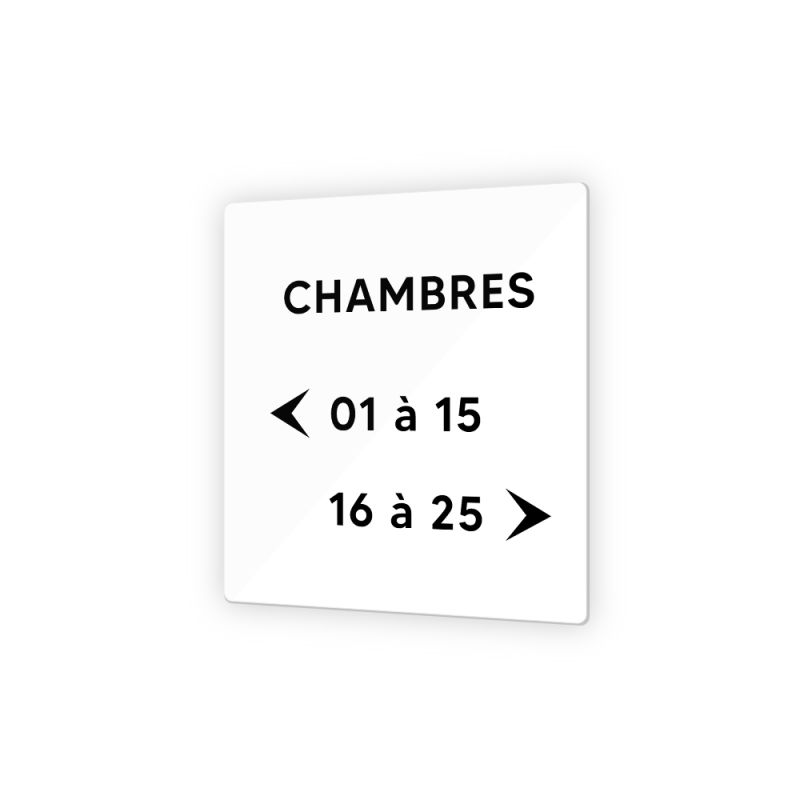 Panneau signalétique en Plexi Picto Noir · indication chambres à personnaliser