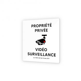 Pictogramme panneau signalétique format 9 x 9 cm en Plexi Picto Noir - Modèle Propriété sous Vidéo Surveillance