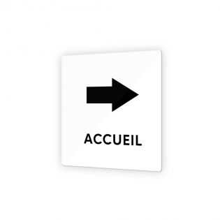 Pictogramme panneau flèche directionnelle format 9 x 9 cm en Plexi Picto Noir · Modèle Accueil Droite