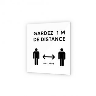 Pictogramme panneau signalétique format 9 x 9 cm en Plexi Picto Noir - Modèle Gardez 1 m de distance