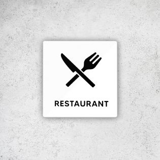 Pictogramme panneau signalétique format 9 x 9 cm en Plexi Picto Noir - Modèle Restaurant