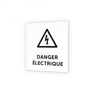 Pictogramme panneau signalétique format 9 x 9 cm en Plexi Picto Noir - Modèle Danger Électrique