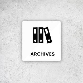 Pictogramme panneau signalétique format 9 cm x 9 cm en Plexi Picto Noir - Modèle Archives
