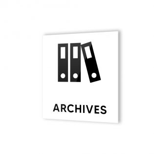Pictogramme panneau signalétique format 9 cm x 9 cm en Plexi Picto Noir - Modèle Archives