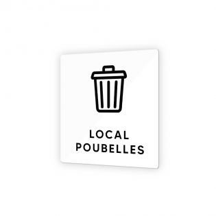 Pictogramme panneau signalétique format 9 x 9 cm en Plexi Picto Noir - Modèle Local Poubelles
