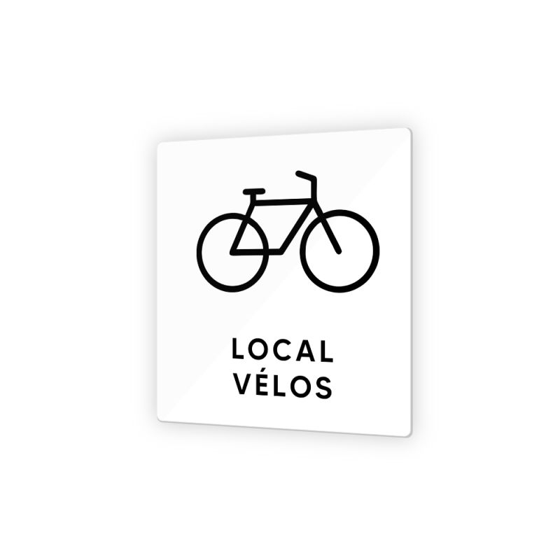 Pictogramme panneau signalétique format 9 x 9 cm en Plexi Picto Noir - Modèle Local Vélo
