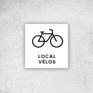 Pictogramme panneau signalétique format 9 x 9 cm en Plexi Picto Noir - Modèle Local Vélo
