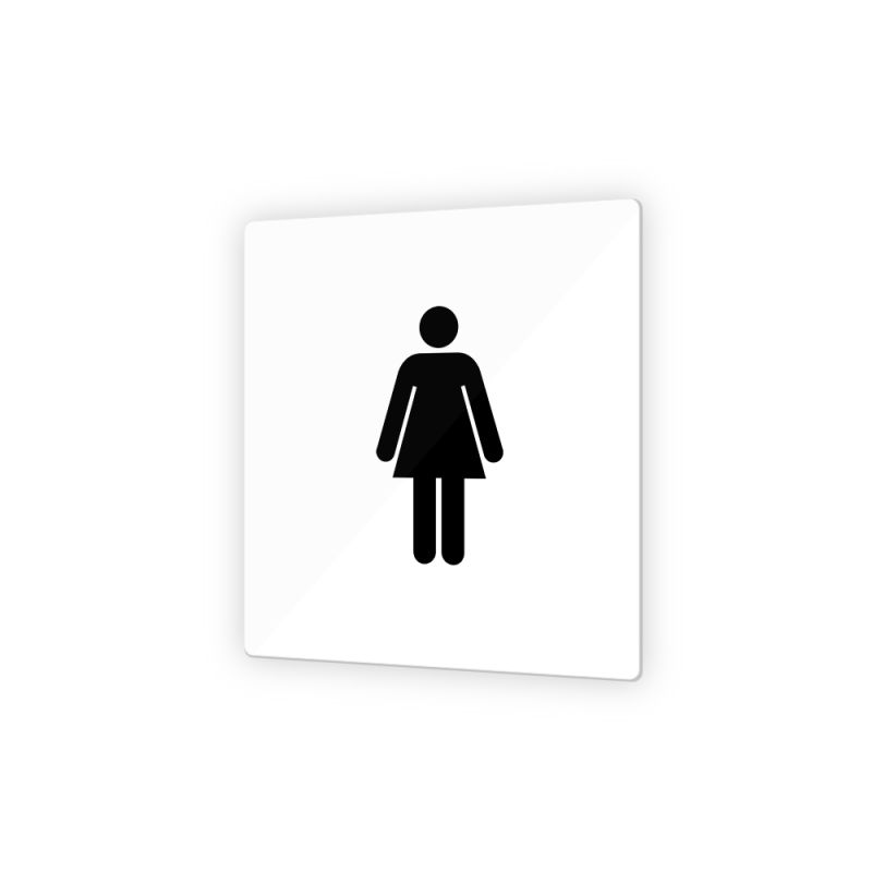 Pictogramme panneau signalétique format 9 x 9 cm en Plexi Picto Noir - Modèle Toilettes Femmes