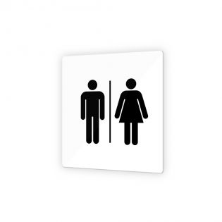 Pictogramme panneau signalétique format 9 x 9 cm en Plexi Picto Noir - Modèle Toilettes Mixtes