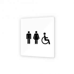 Pictogramme panneau signalétique format 9 x 9 cm en Plexi Picto Noir - Modèle Toilettes Trio