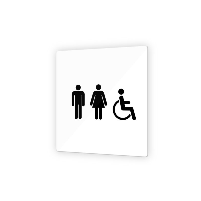 Pictogramme panneau signalétique format 9 x 9 cm en Plexi Picto Noir - Modèle Toilettes Trio