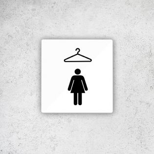 Pictogramme panneau signalétique format 9 x 9 cm en Plexi Picto Noir - Modèle Vestiaires Femmes