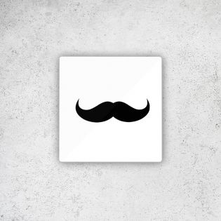 Pictogramme WC toilettes vestiaire Homme format 9 x 9 cm - Modèle Moustache