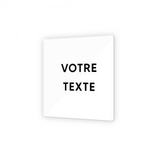 Panneau signalétique personnalisable avec votre texte 1 ou 2 lignes - Format 9 x 9 cm en Dibond Aluminium brossé