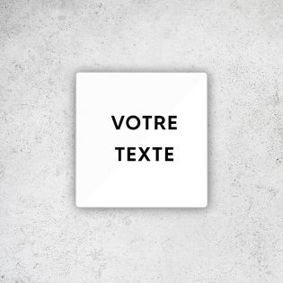 Panneau signalétique personnalisable avec votre texte 1 ou 2 lignes - Format 9 x 9 cm en Dibond Aluminium brossé