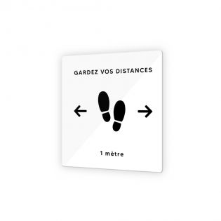 Pictogramme panneau signalétique format 9 x 9 cm en Plexi Picto Noir - Modèle Gardez vos Distance (distanciation soc