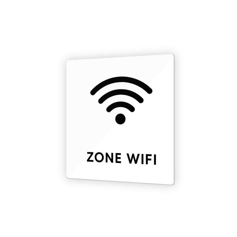 Pictogramme panneau signalétique format 9 x 9 cm en Plexi Picto Noir - Modèle Ondes -Zone Wifi