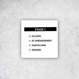 Panneau numéro d'étage pour entreprise, cabinet - Format 9 x 9 cm en Dibond Aluminium - Plaque d'étage personnalisable