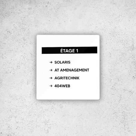 Panneau numéro d'étage pour entreprise, cabinet - Format 9 x 9 cm en Dibond Aluminium - Plaque d'étage personnalisable