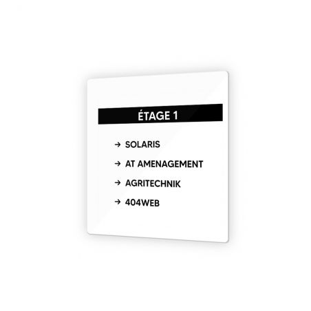 Panneau numéro d'étage pour entreprise, cabinet - Format 9 x 9 cm en Dibond Aluminium - Plaque d'étage personnalisable