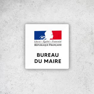 Pictogramme panneau signalétique pour mairieformat 9 x 9 cm en Plexi Picto Noir - Modèle Bureau du Maire
