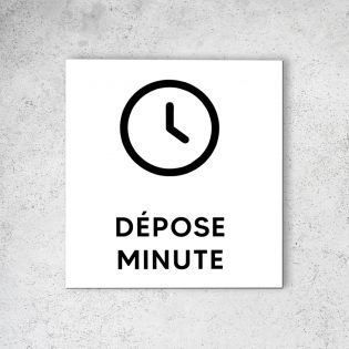 Pictogramme panneau signalétique format 20 cm x 20 cm en Dibond Blanc Picto Noir - Modèle Dépose Minute